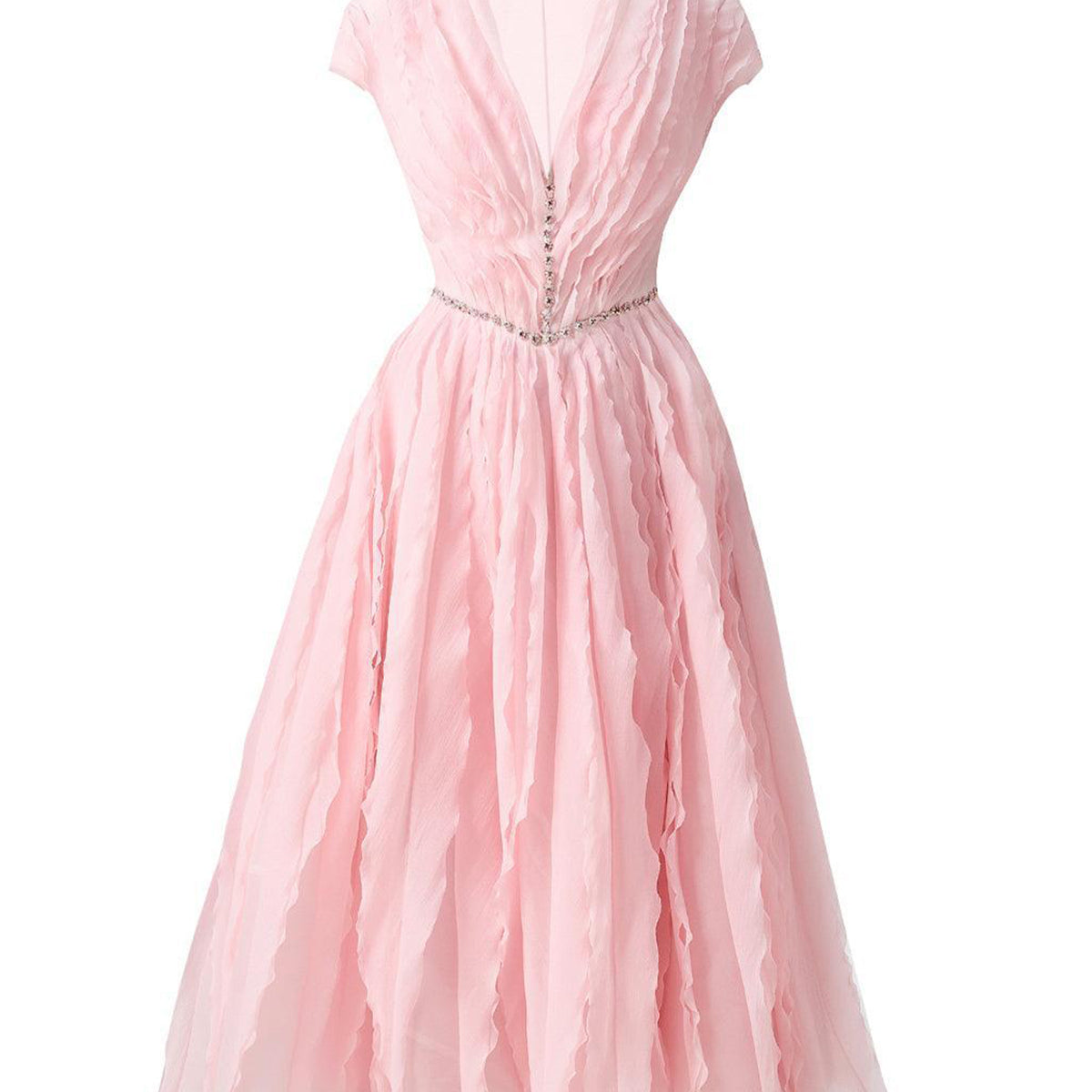 Calhoun Fit and Flare V-Neck Organza Midi Dress