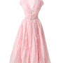 Calhoun Fit and Flare V-Neck Organza Midi Dress