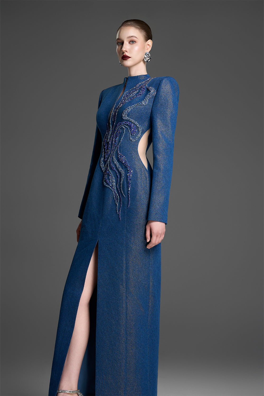 Saga Notch Neck Bead Maxi Dress