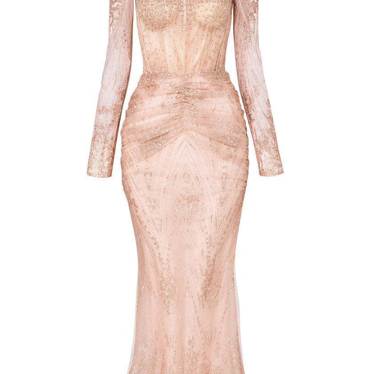 Glamour Trumpet Semi-Heart Neck Tulle Midi Dress