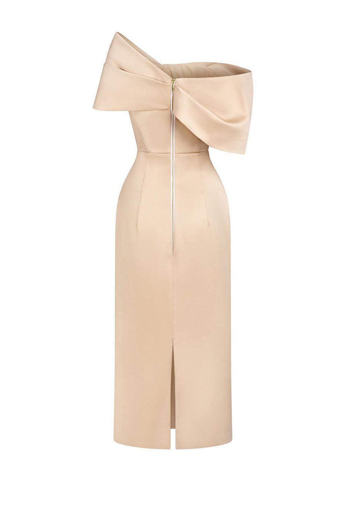 Grace Sheath Off-Shoulder Taffeta Midi Dress
