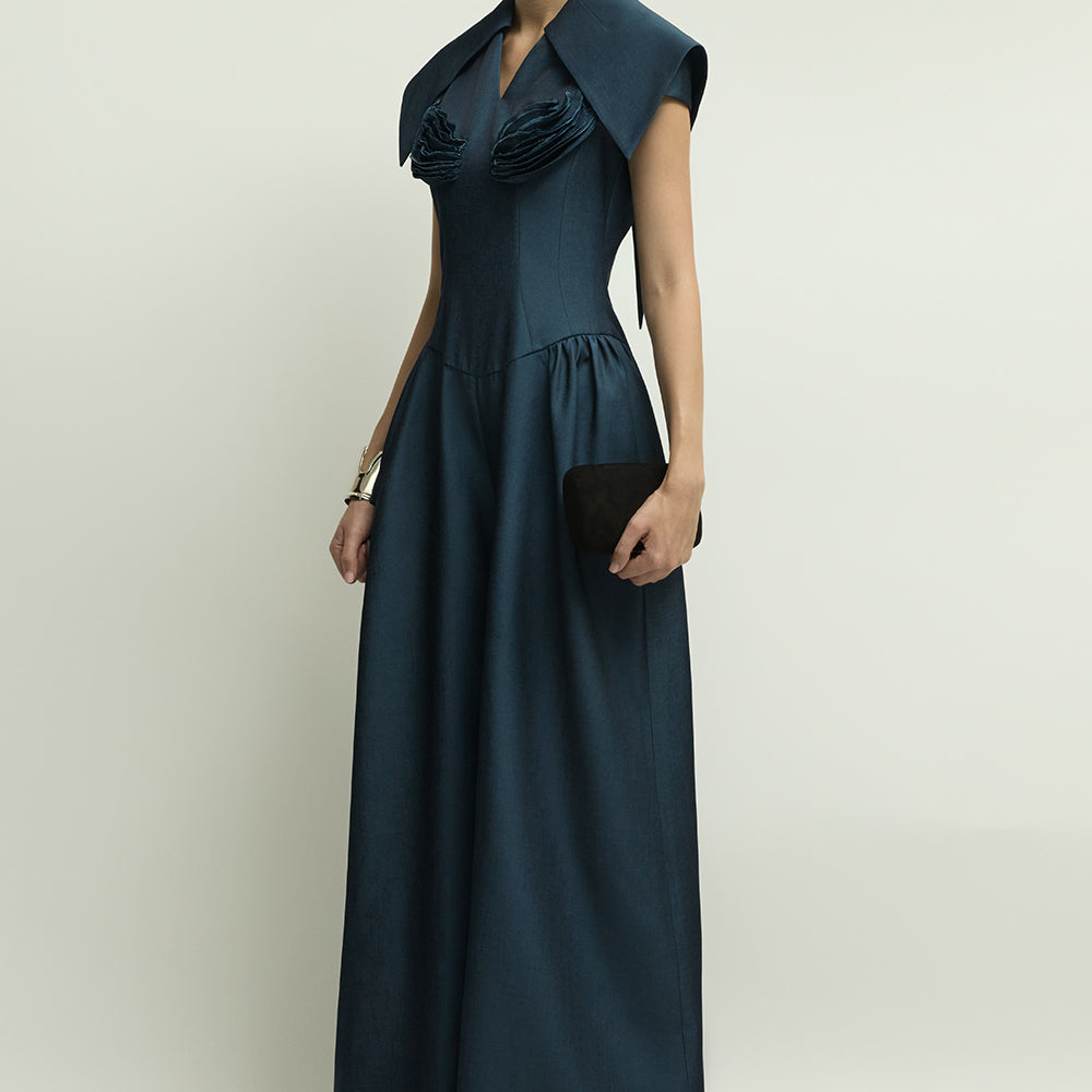 Zelie Cape Sleeve Applique Jumpsuit