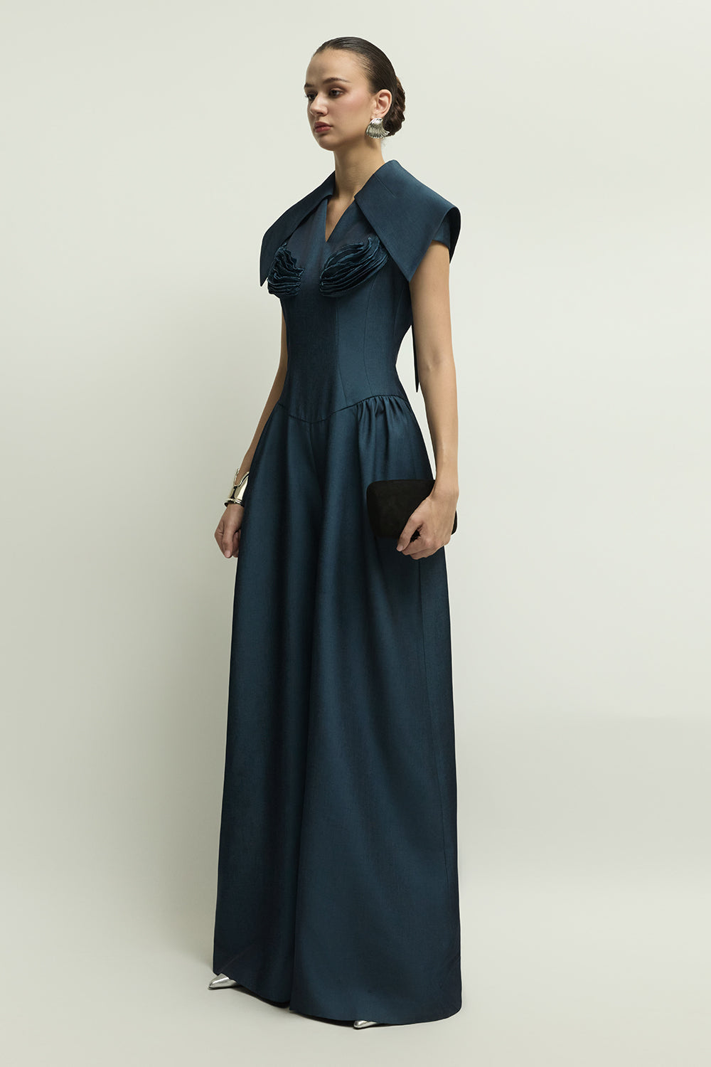 Zelie Cape Sleeve Applique Jumpsuit