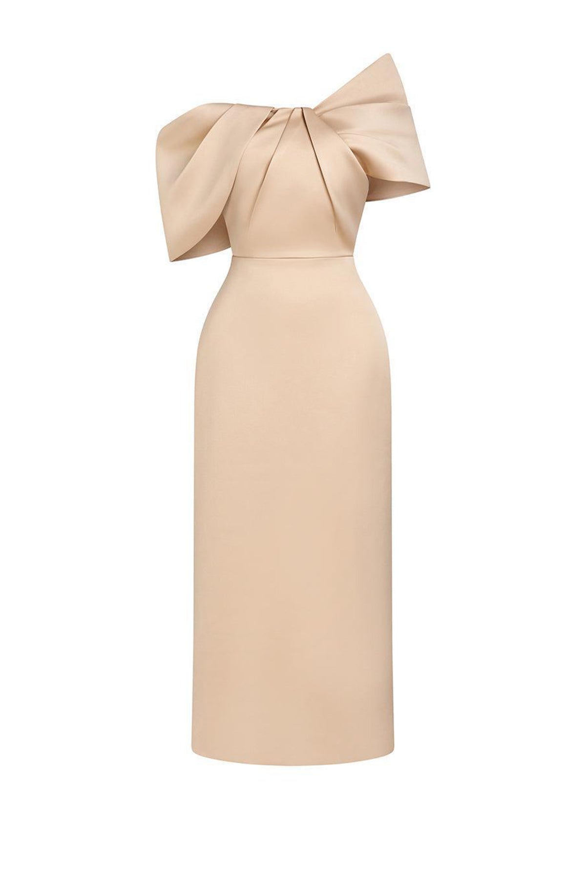 Grace Sheath Off-Shoulder Taffeta Midi Dress