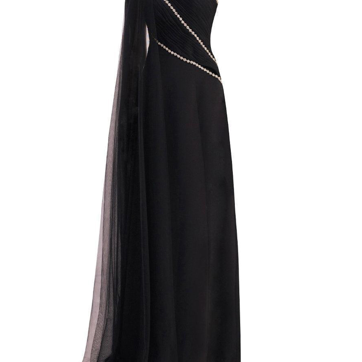 Brandt A-line Asymmetric Twill Floor Length Dress