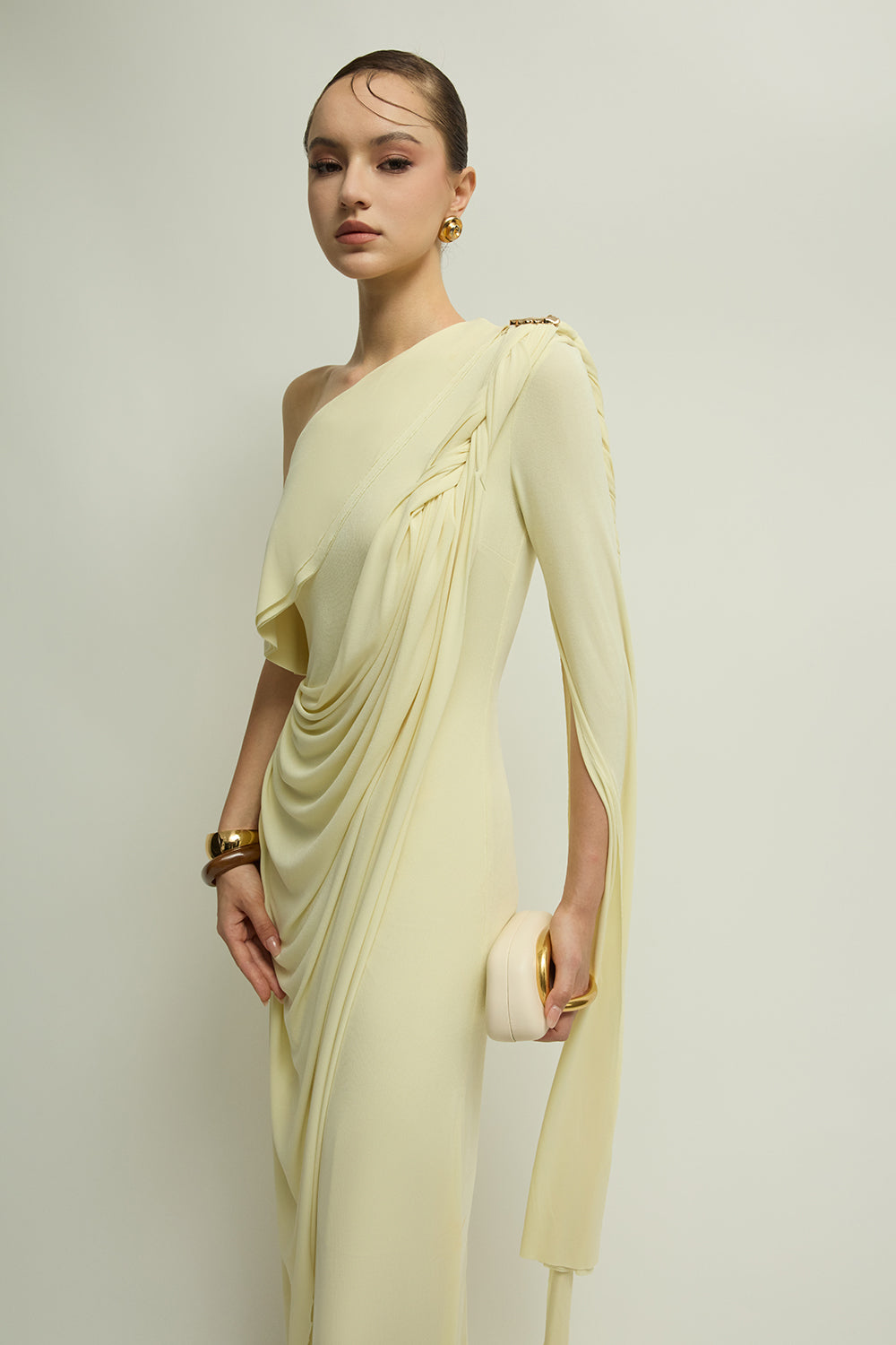Bollington One Shoulder Draped Maxi Dress