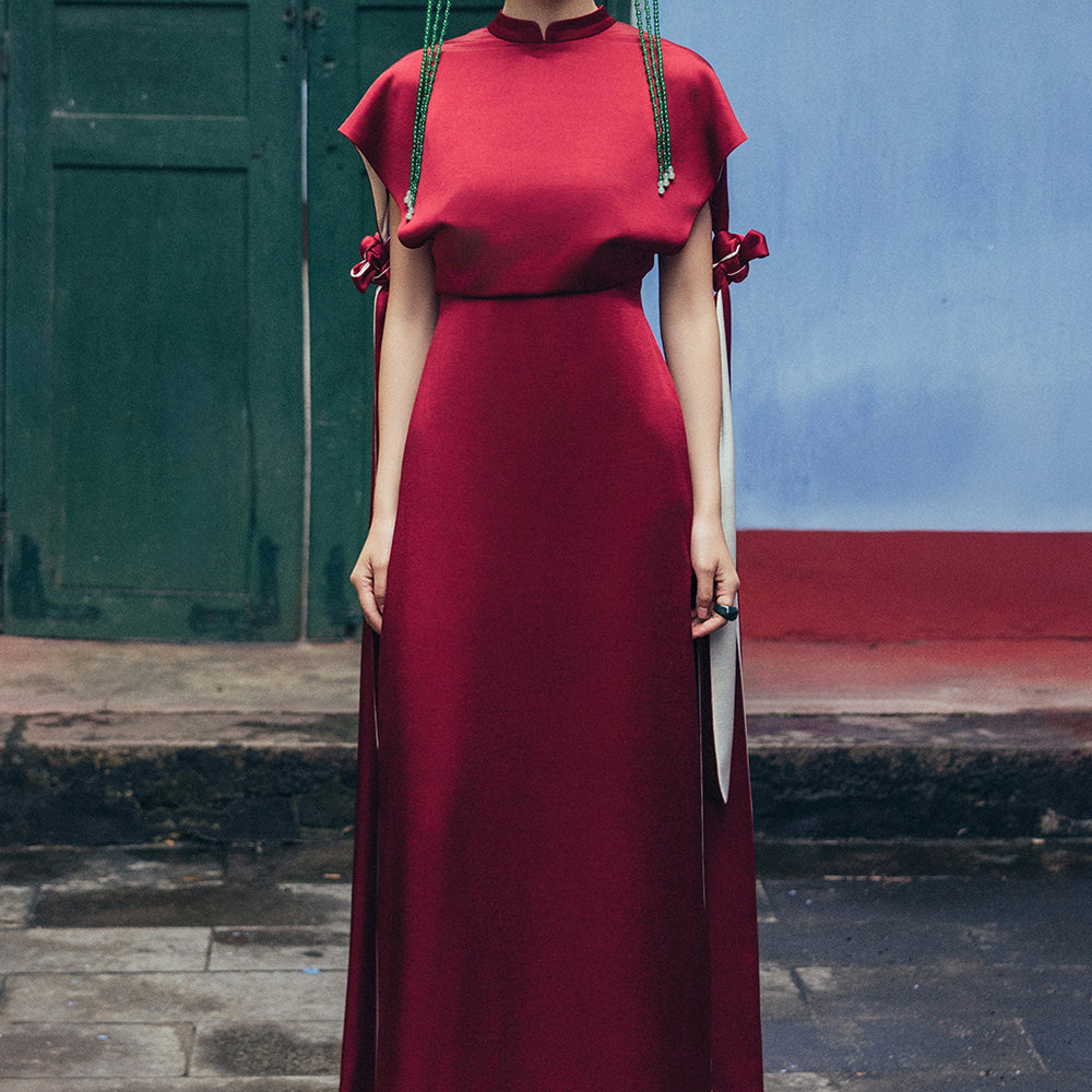 Truong An Straight Synthetic Silk Ao Dai