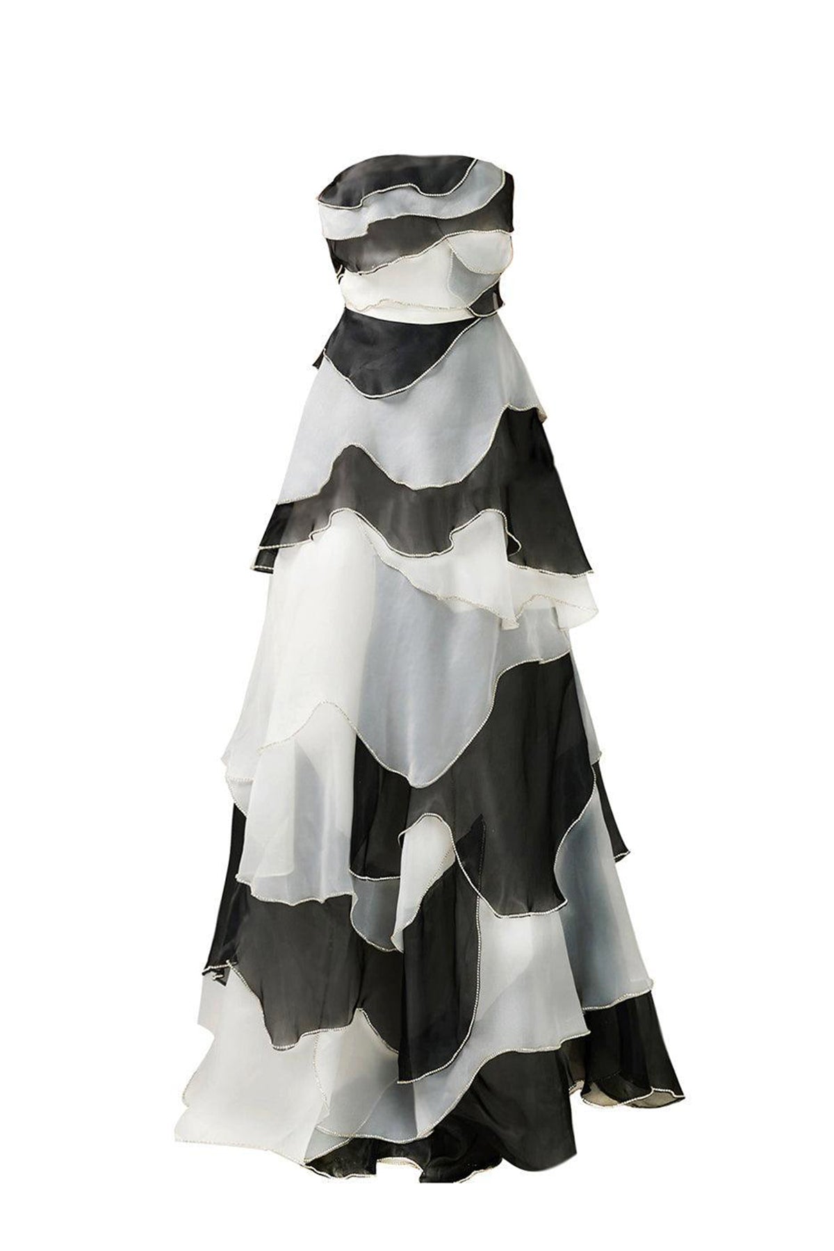 Bobby Strapless Back Zipper Organza Floor Length Dress