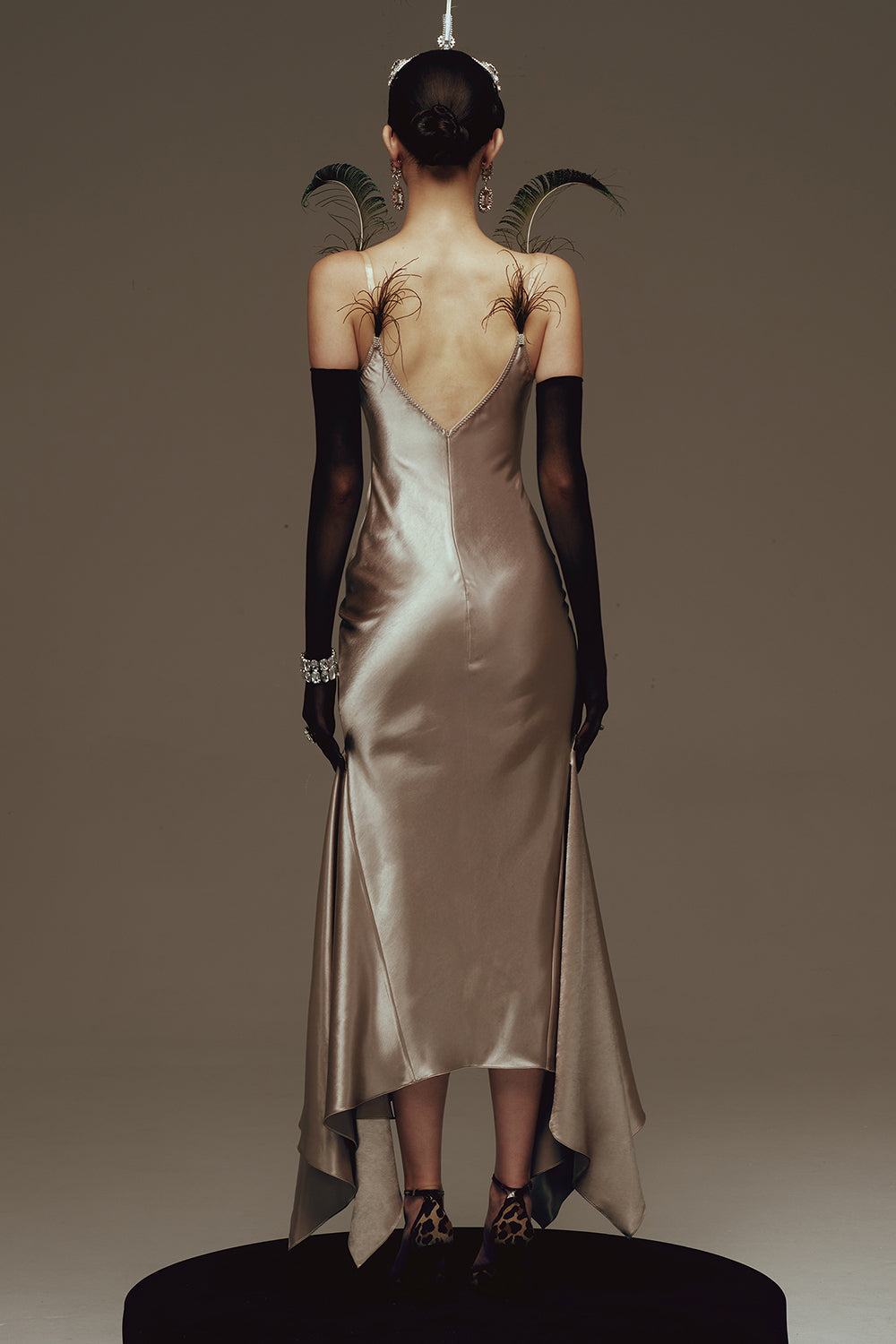 Rita Cowl Feather Maxi Dress