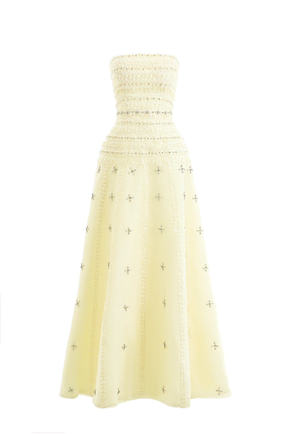 Birdie Fit and Flare Stone Organza Maxi Dress