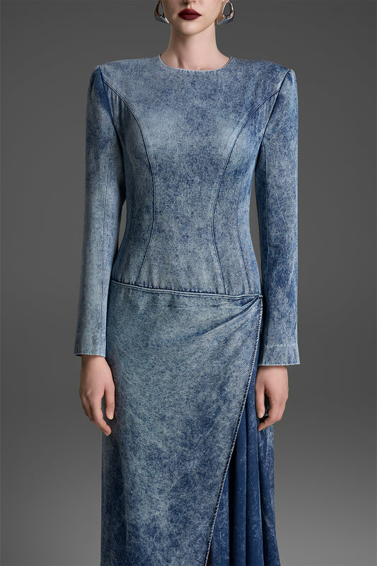 Danica Round Neck Draped Maxi Dress