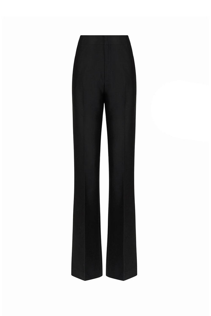 Martine Straight Ribbed Crepe Floor Length Pants - MEAN BLVD