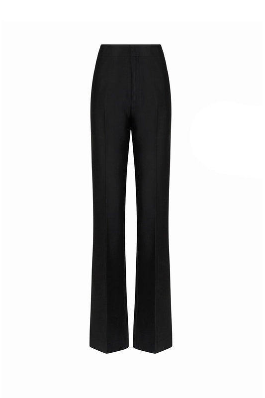 Martine Straight Ribbed Crepe Floor Length Pants - MEAN BLVD