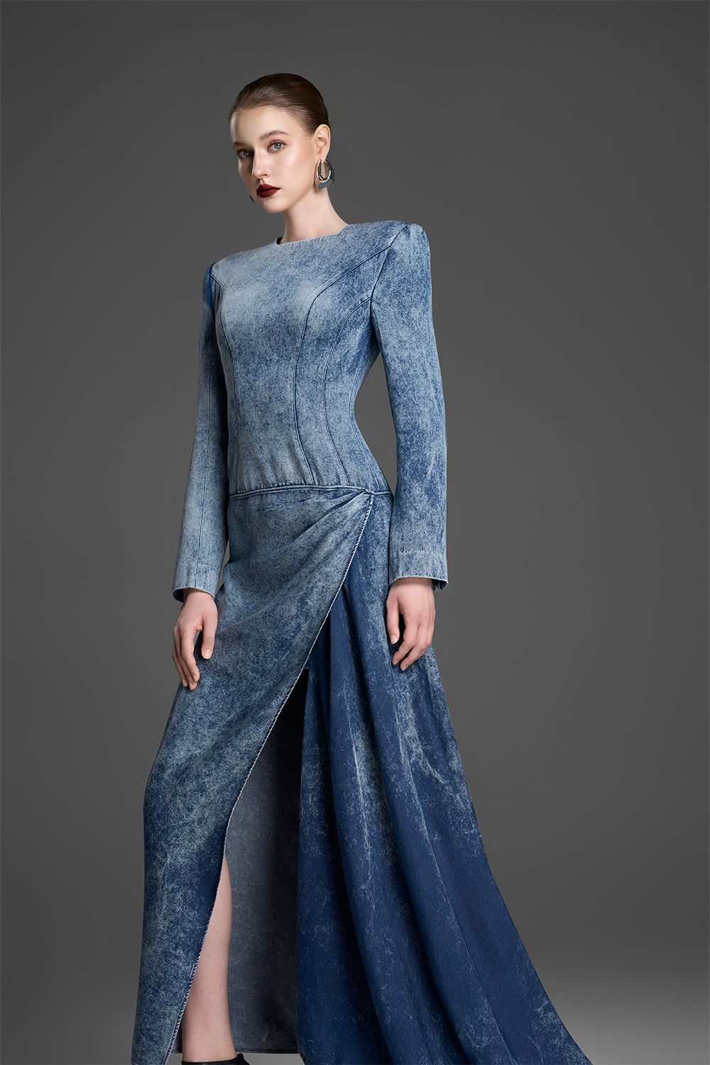 Women's Danica Round Neck Draped Maxi Dress XXS/XS/S/M/L/XL/XXL/Customize  Captains Blue MEAN BLVD