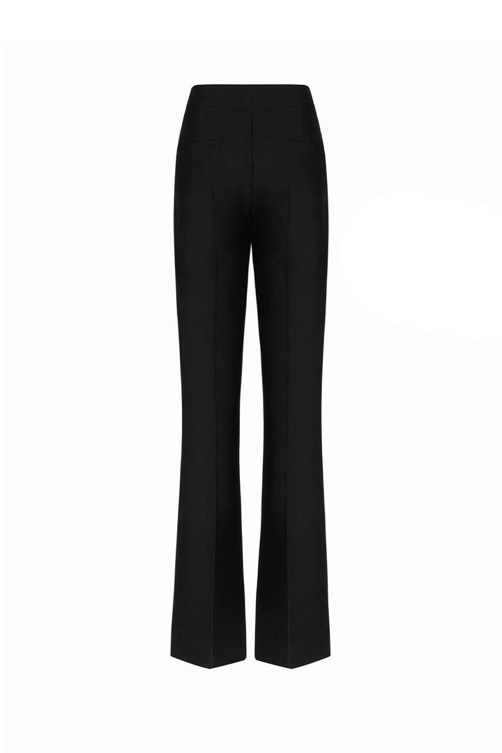 Martine Straight Ribbed Crepe Floor Length Pants - MEAN BLVD