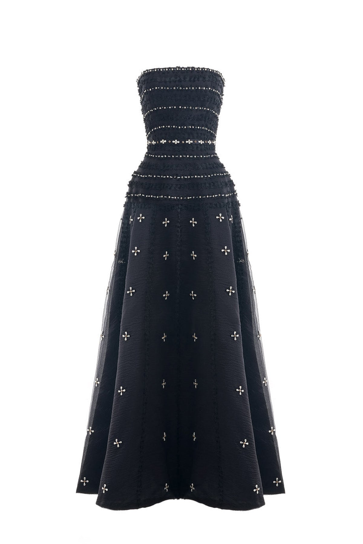 Birdie Fit and Flare Stone Organza Maxi Dress