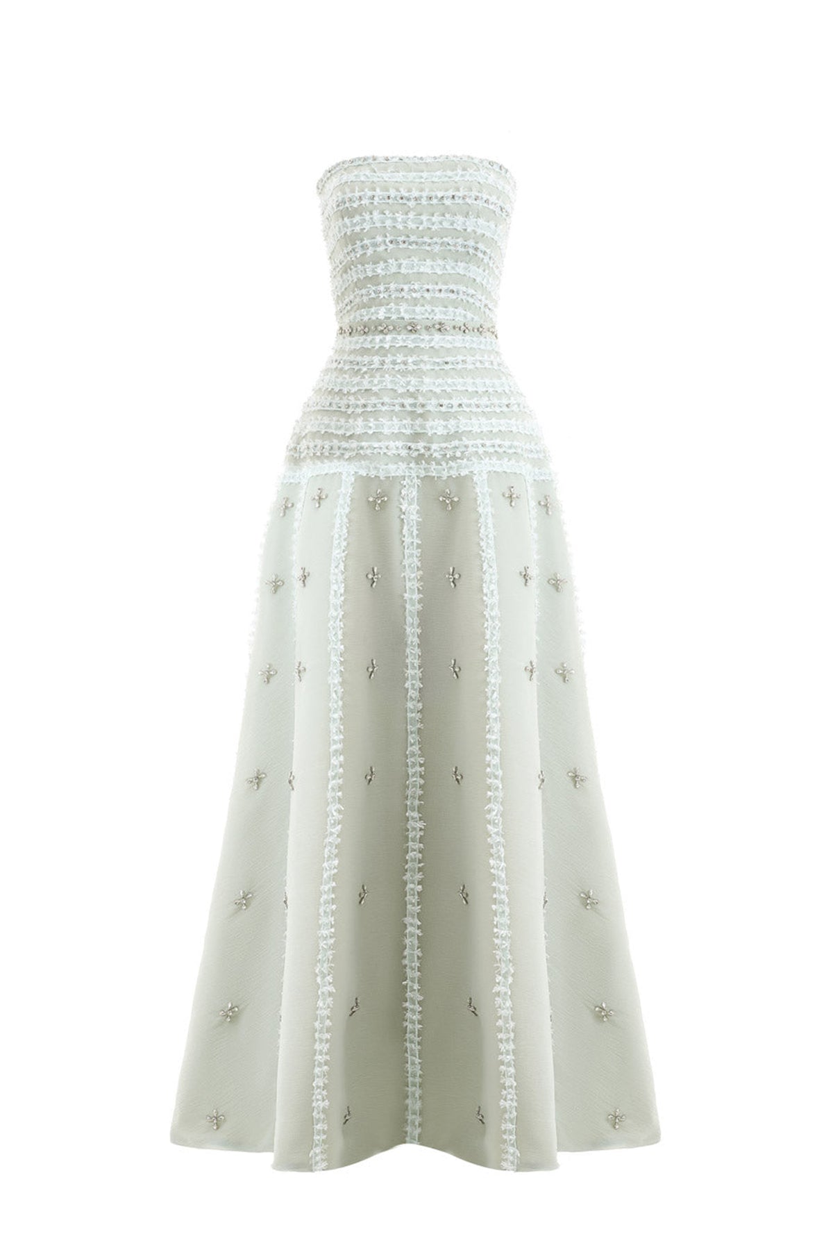 Birdie Fit and Flare Stone Organza Maxi Dress