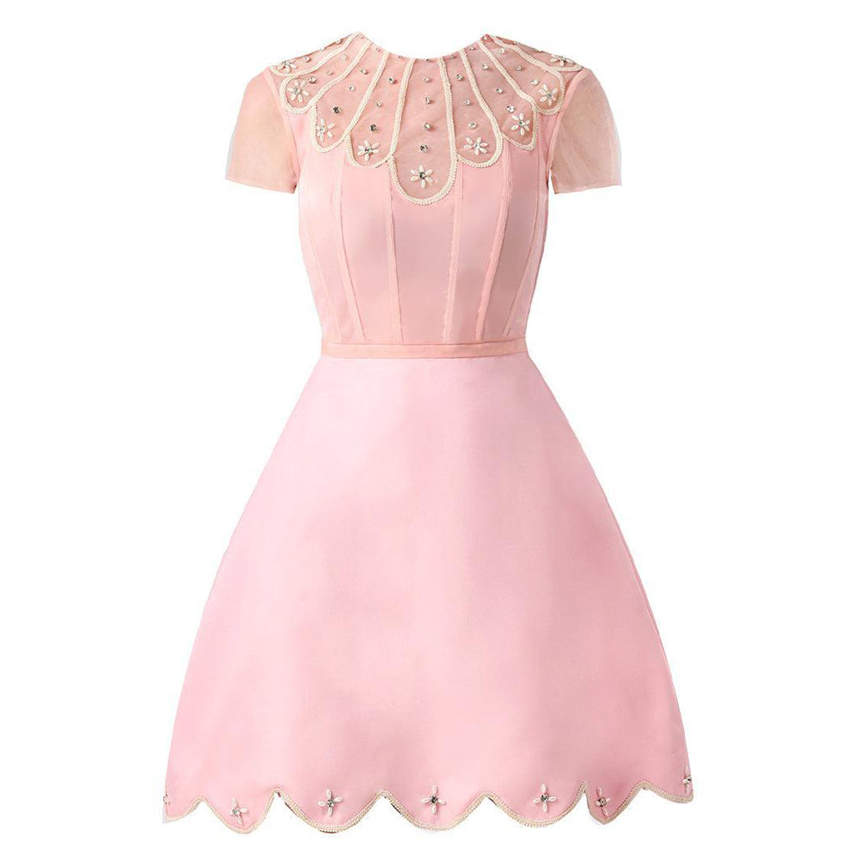 Beasley A-line Short Sleeved Taffeta Mini Dress