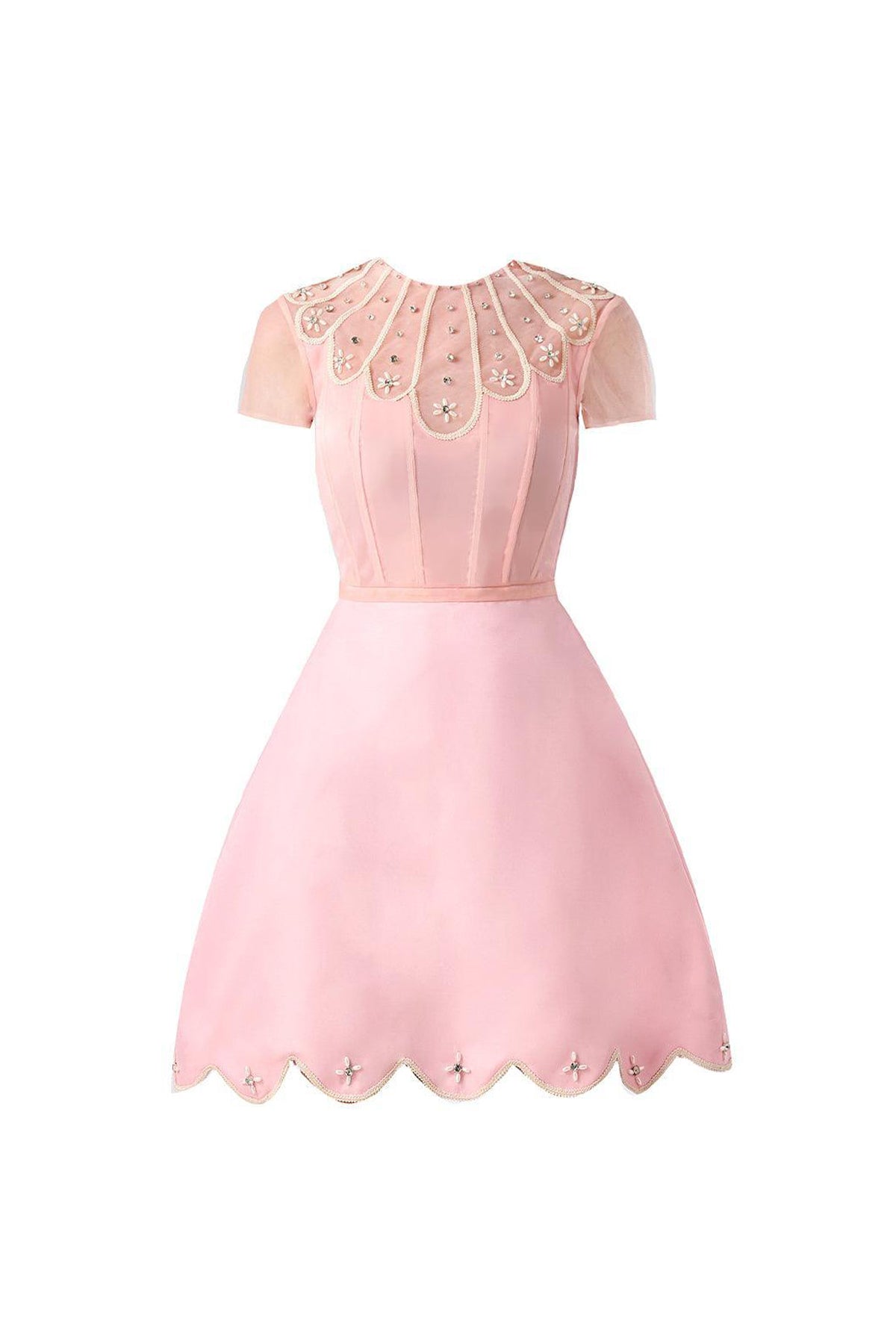 Beasley A-line Short Sleeved Taffeta Mini Dress