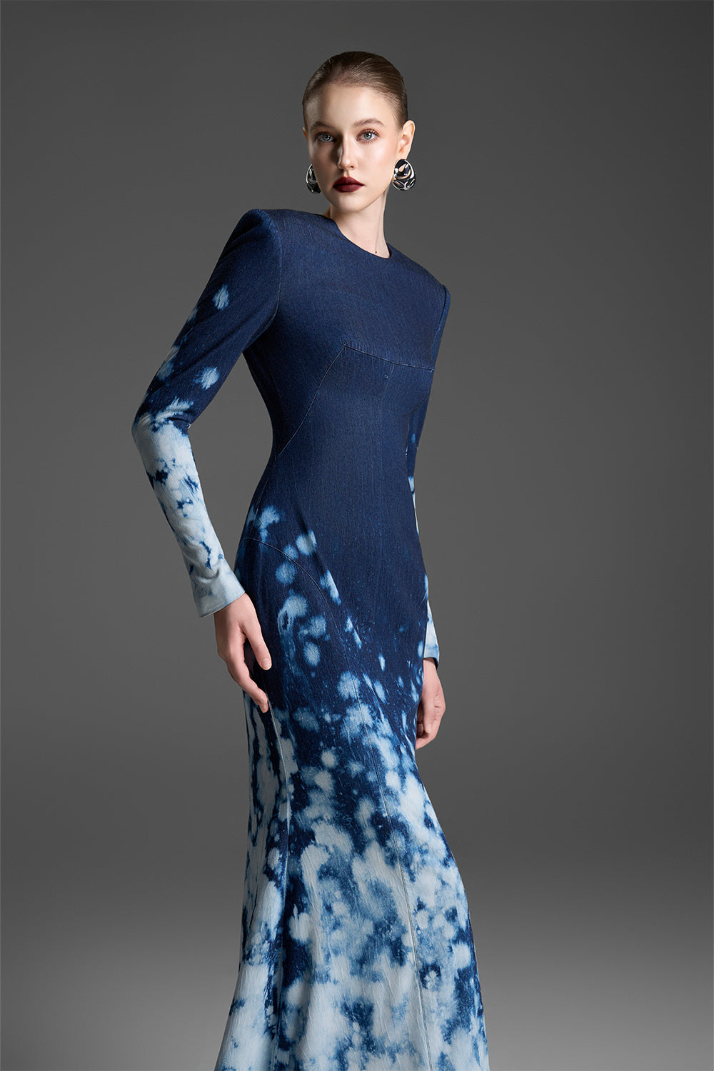 Women's Mila Mermaid Denim Maxi Dress XXS/XS/S/M/L/XL/XXL/Customize Blue Ribbon MEAN BLVD Blue Ribbon / M Women's Mila Mermaid Denim Maxi Dress XXS/XS/S/M/L/XL/XXL/Customize Blue Ribbon MEAN BLVD Blue Ribbon / M