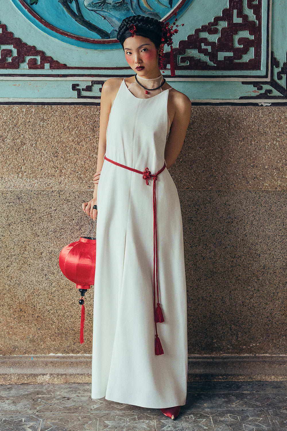 Women's Tuyet Anh A-line Taffeta Maxi Dress S/M/L/Customize Ivory MEAN BLVD