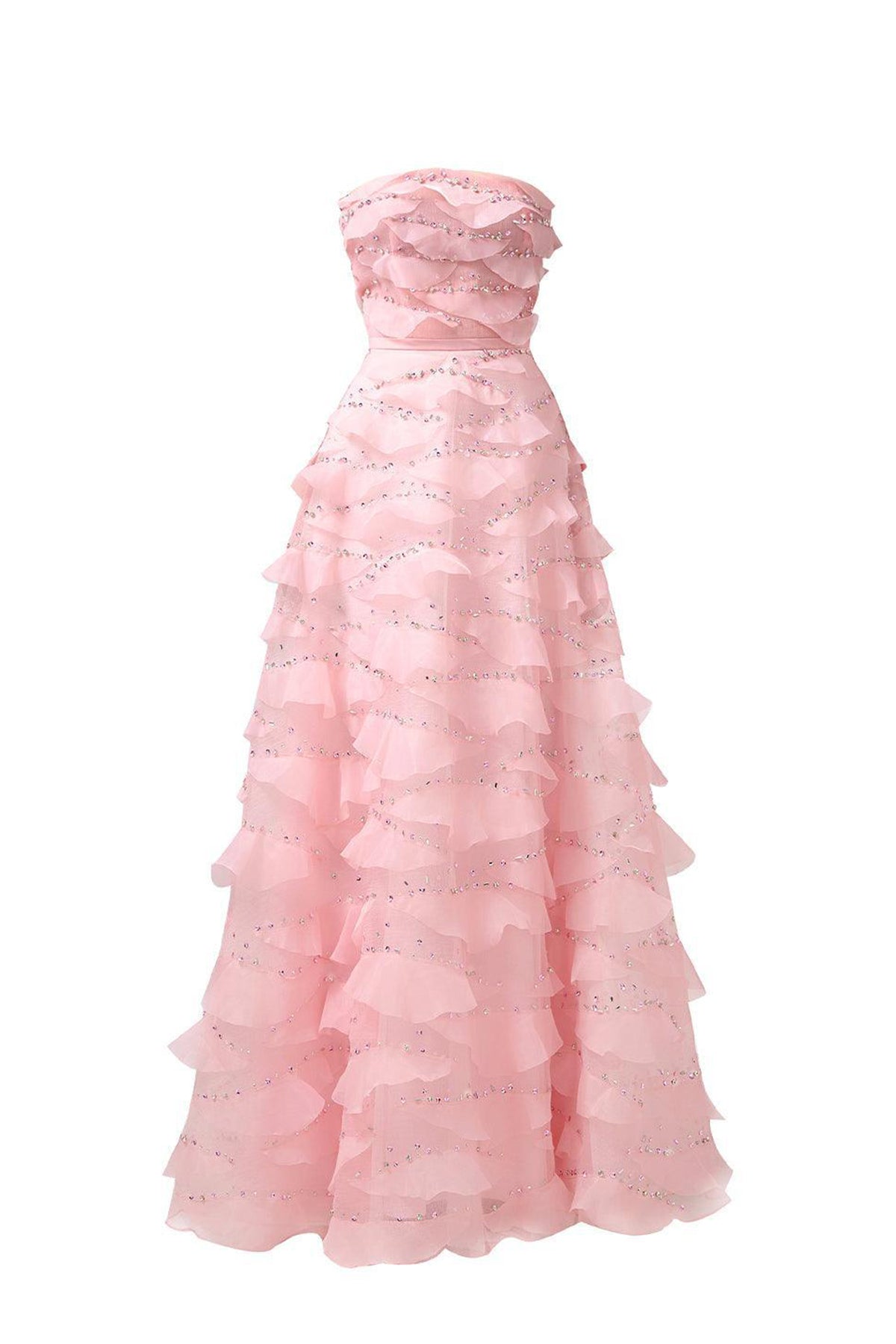 Arjun Strapless Stone Organza Floor Length Dress
