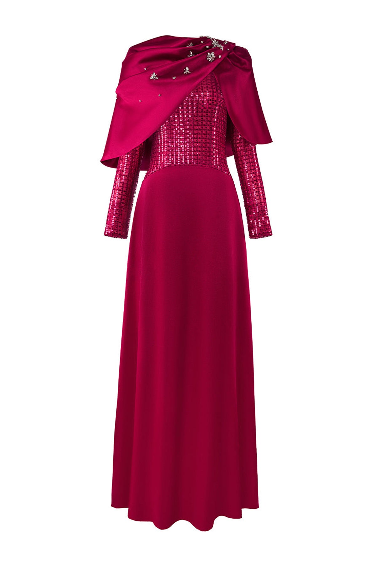Fleuris Cropped Pleated Satin Cape