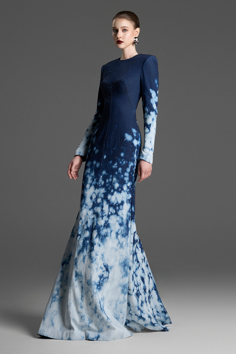 white christmas dresses MO&Co. Women's Irregular Hem Denim Dress Blue Size S main image 0