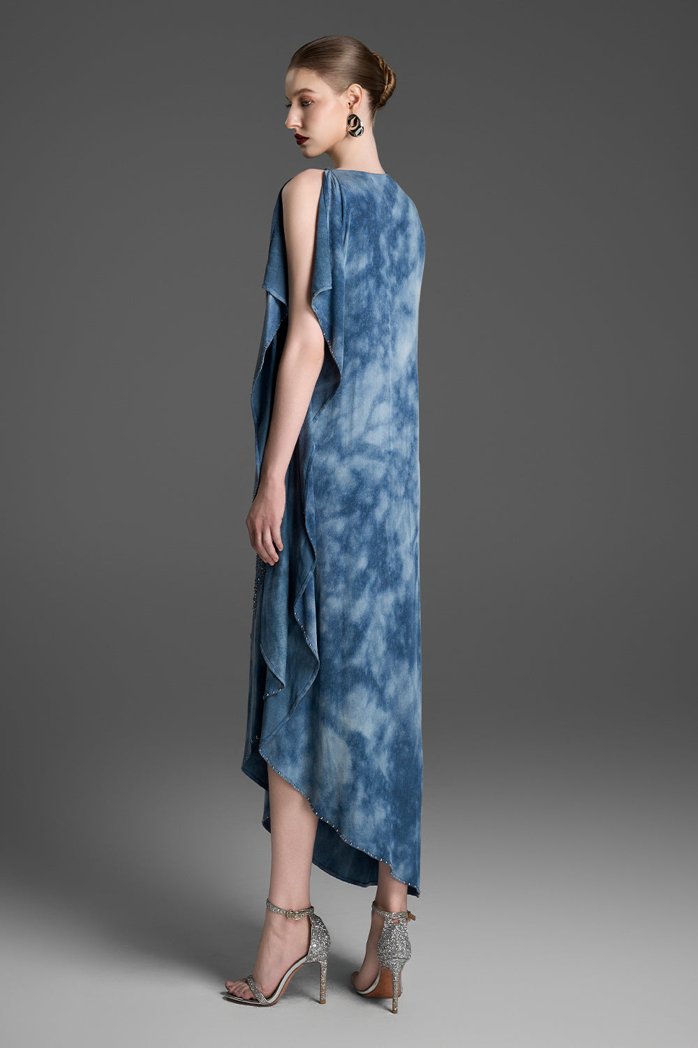 Evelina Asymmetric Applique Midi Dress