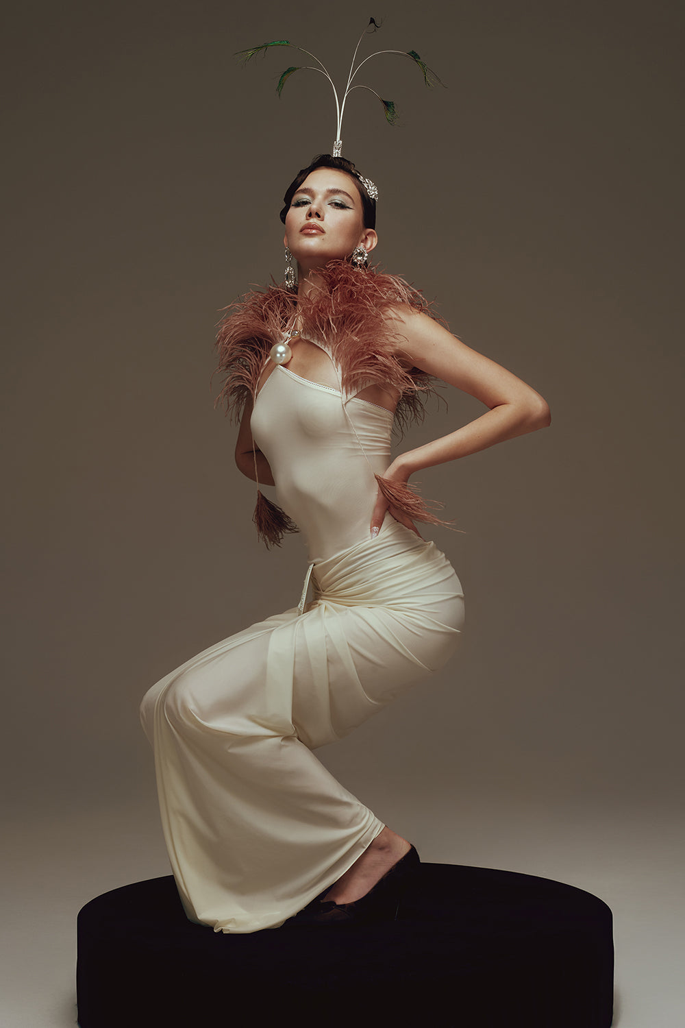 Eirene Cropped Feather Jacket