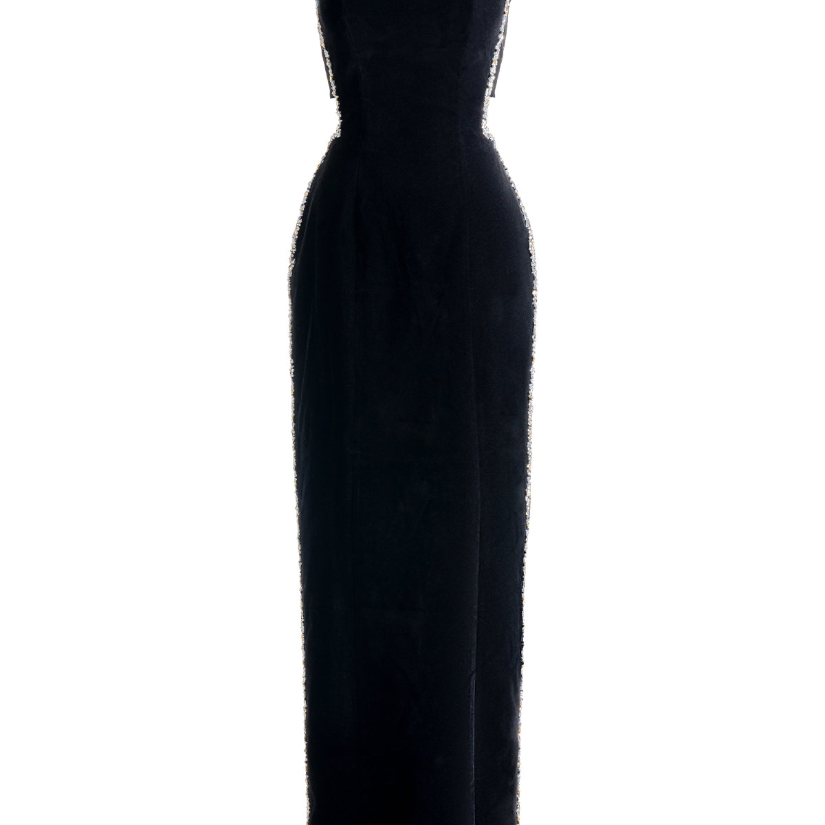 Anais Sheath Straight Across Neck Velvet Maxi Dress