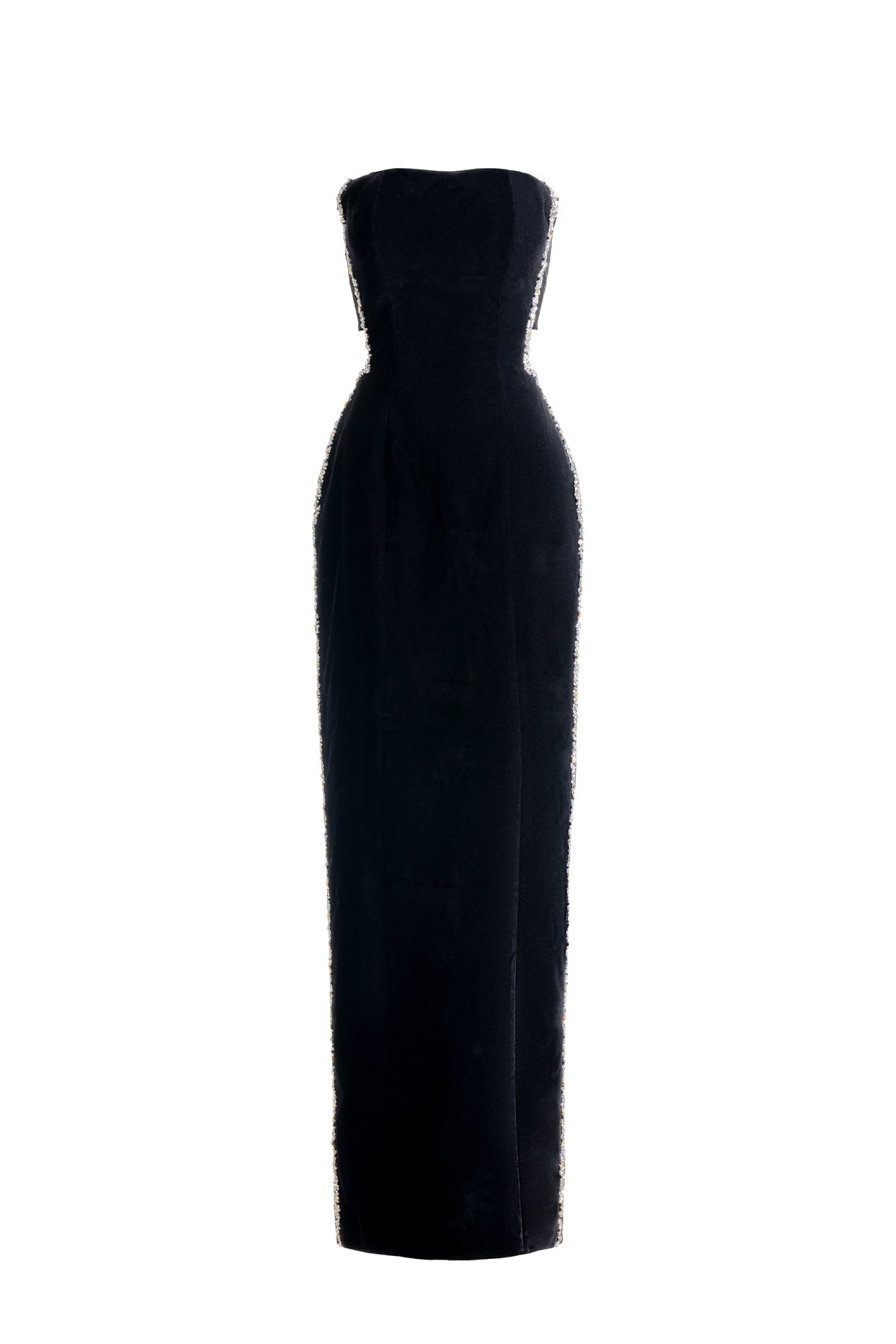 Anais Sheath Straight Across Neck Velvet Maxi Dress