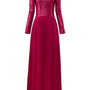 Fleuris A-line Long Sleeved Satin Floor Length Dress