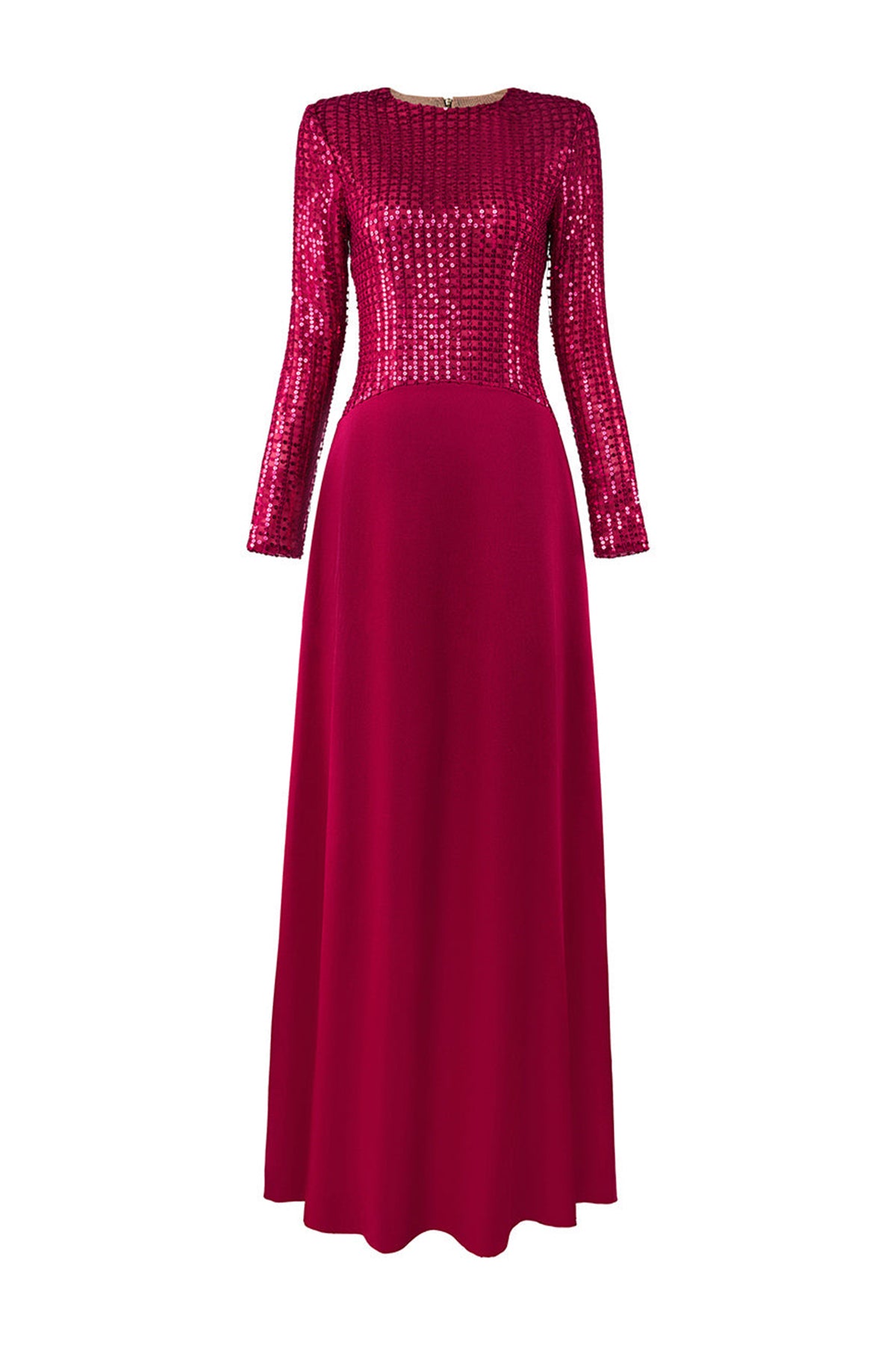 Fleuris A-line Long Sleeved Satin Floor Length Dress