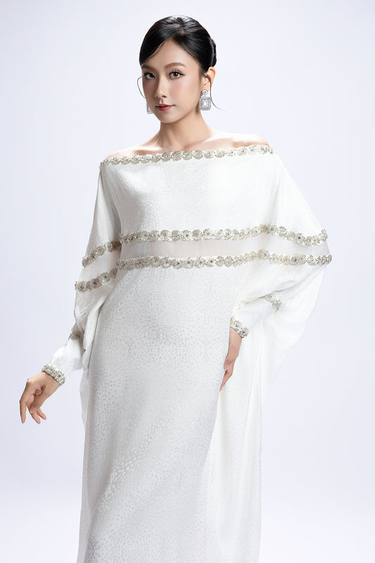 Thalassa Off-Shoulder Bead Midi Dress