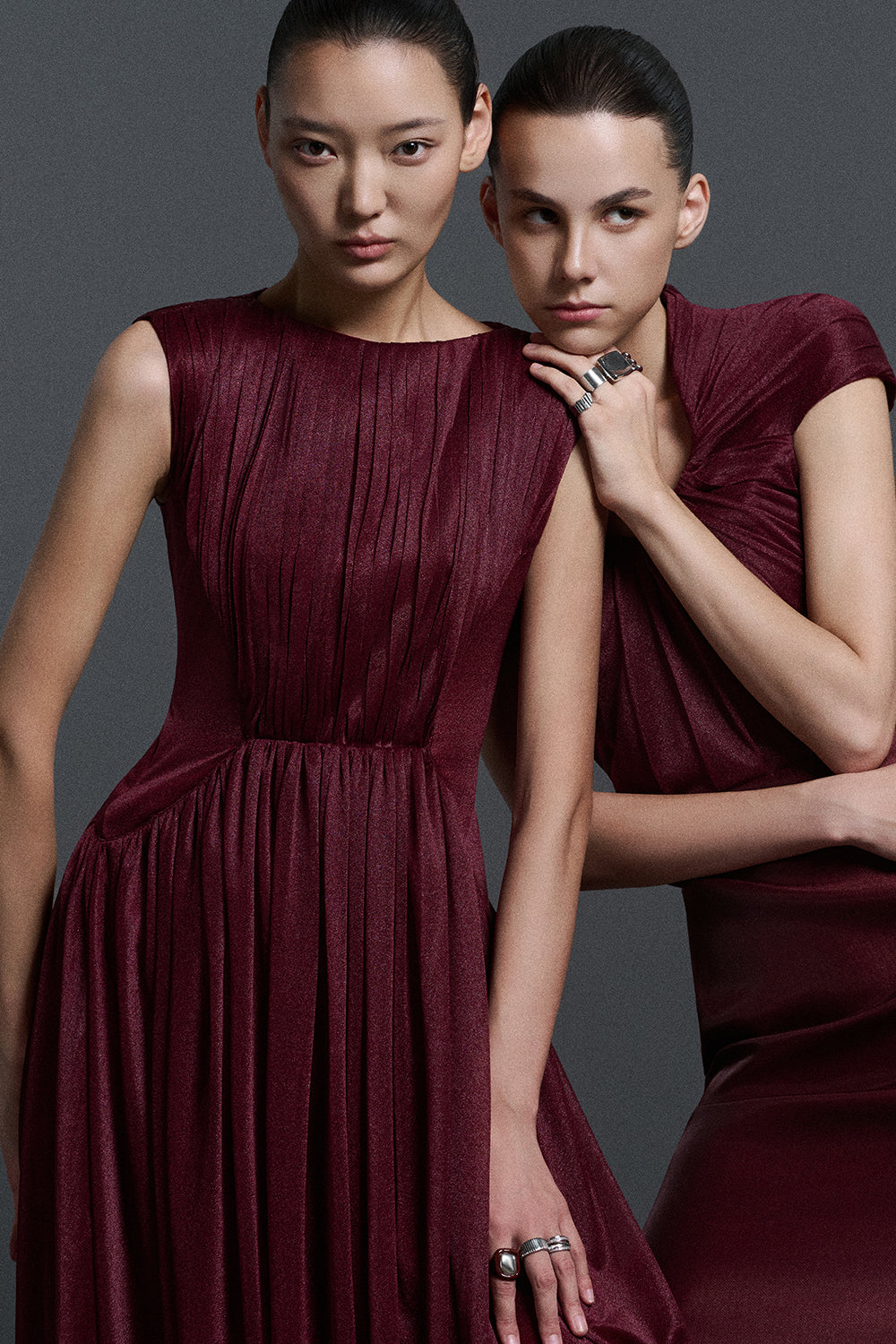 Iris Boat Neck Pleated Maxi Dress