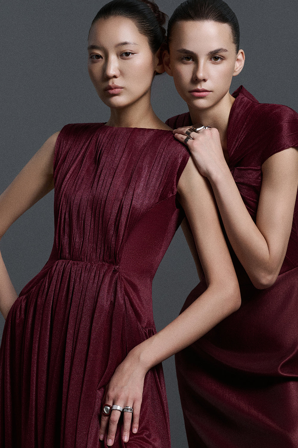 Iris Boat Neck Pleated Maxi Dress