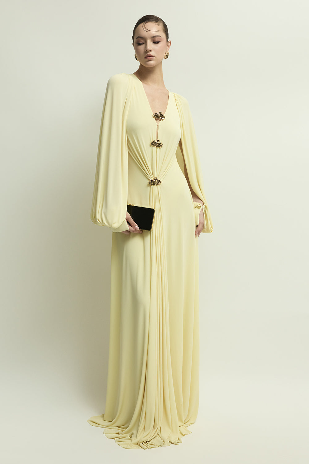 Marseille Bishop Sleeve Button Maxi Dress