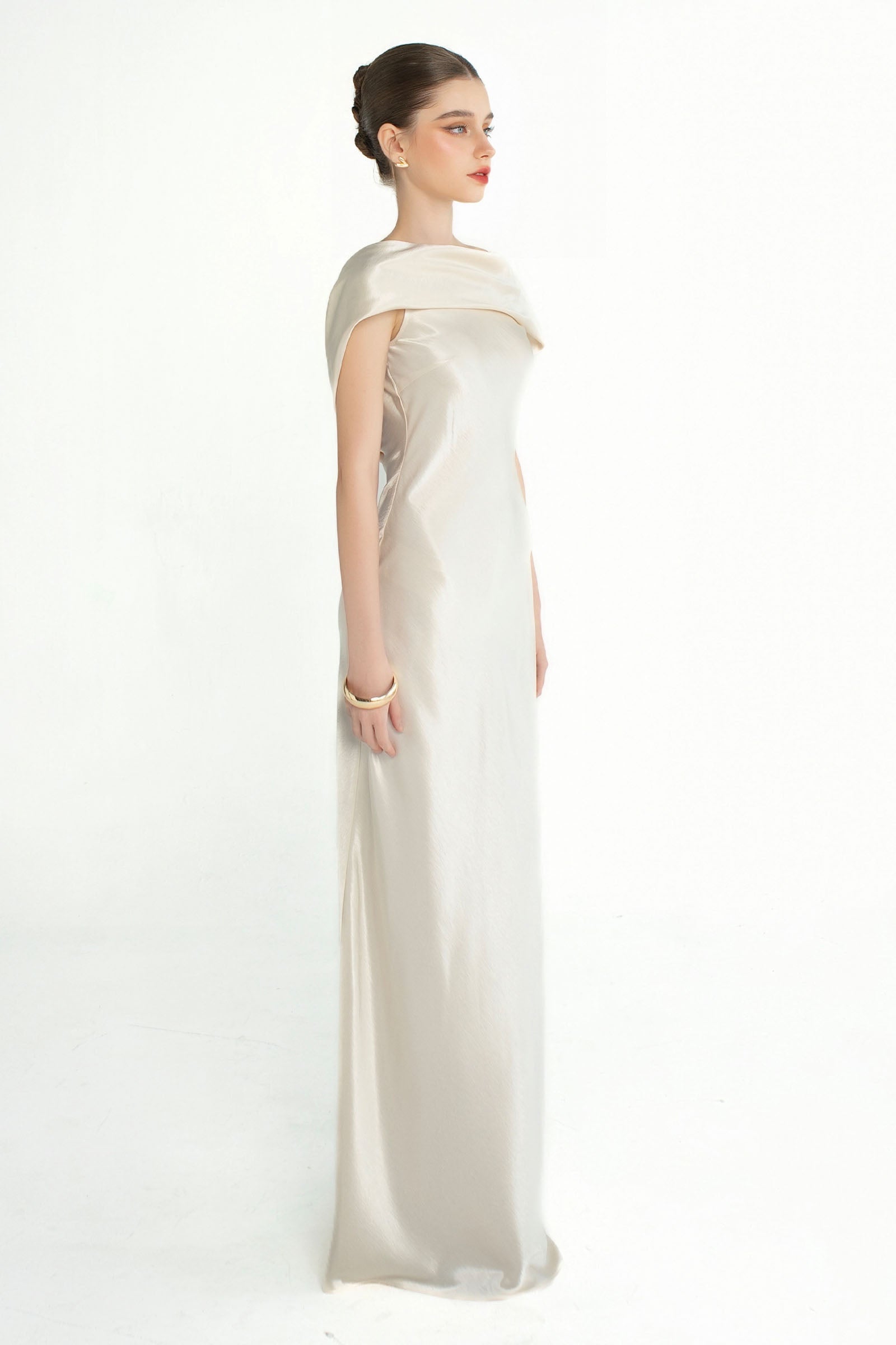 Celestia Asymmetric Neck Maxi Dress