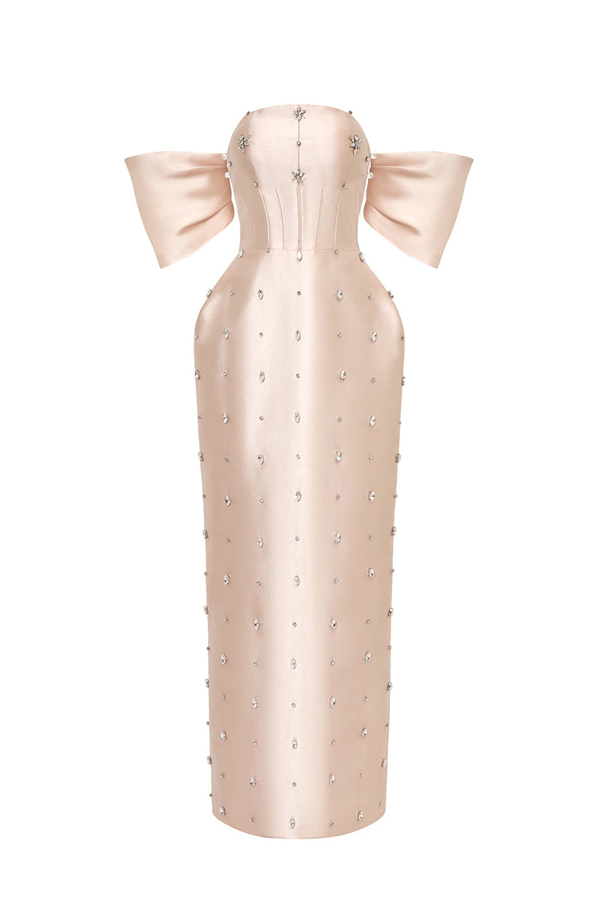 Equinox Pegged Stone Taffeta Ankle Length Dress Vanilla Cream / S