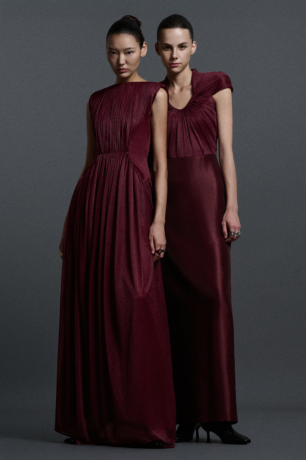 Iris Boat Neck Pleated Maxi Dress