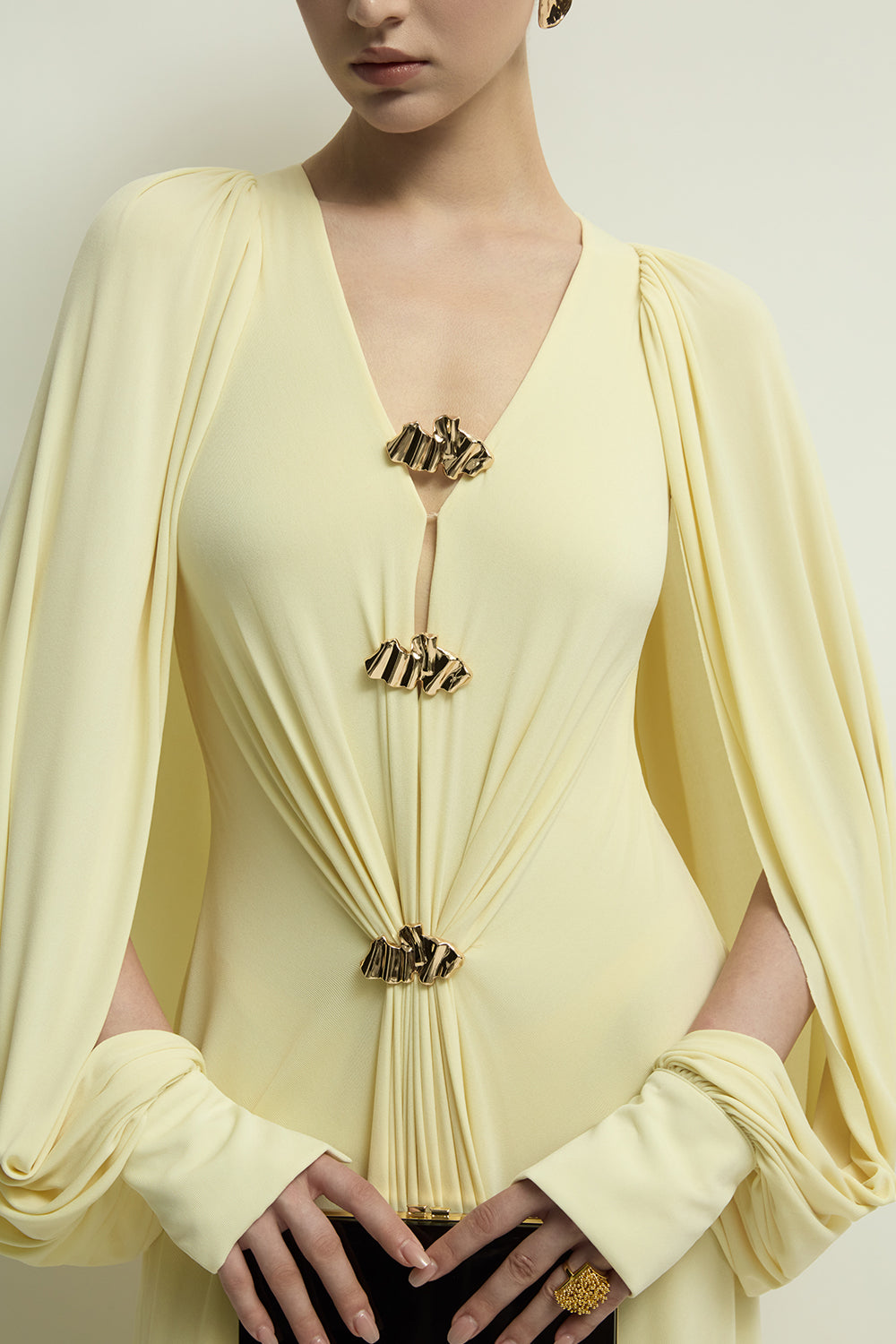 Marseille Bishop Sleeve Button Maxi Dress