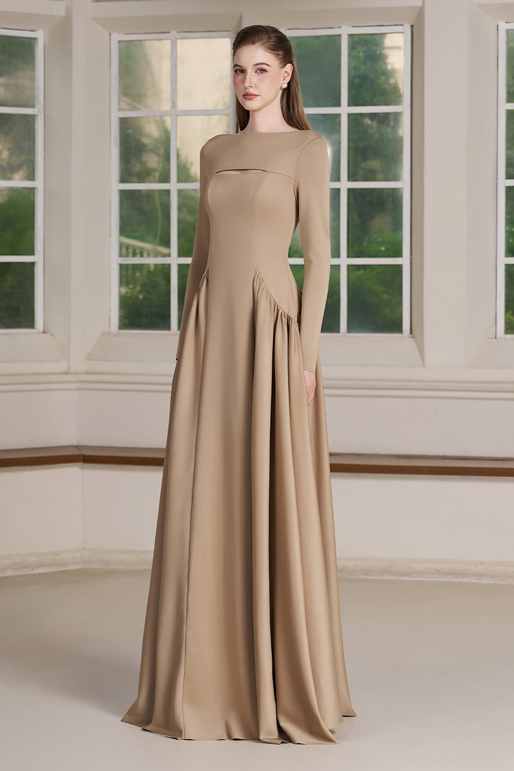 Neo Boat Neck Maxi Dress Sand / 3XL