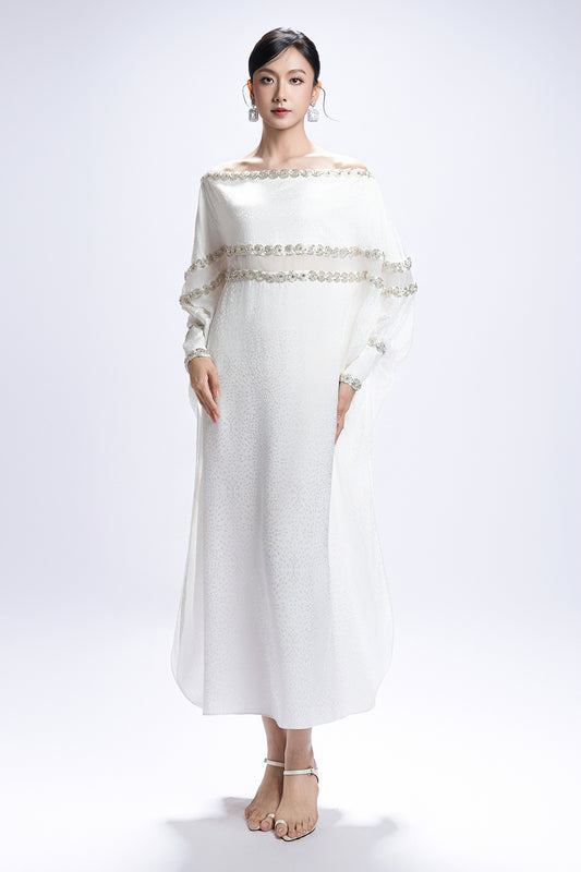 Thalassa Off-Shoulder Bead Midi Dress