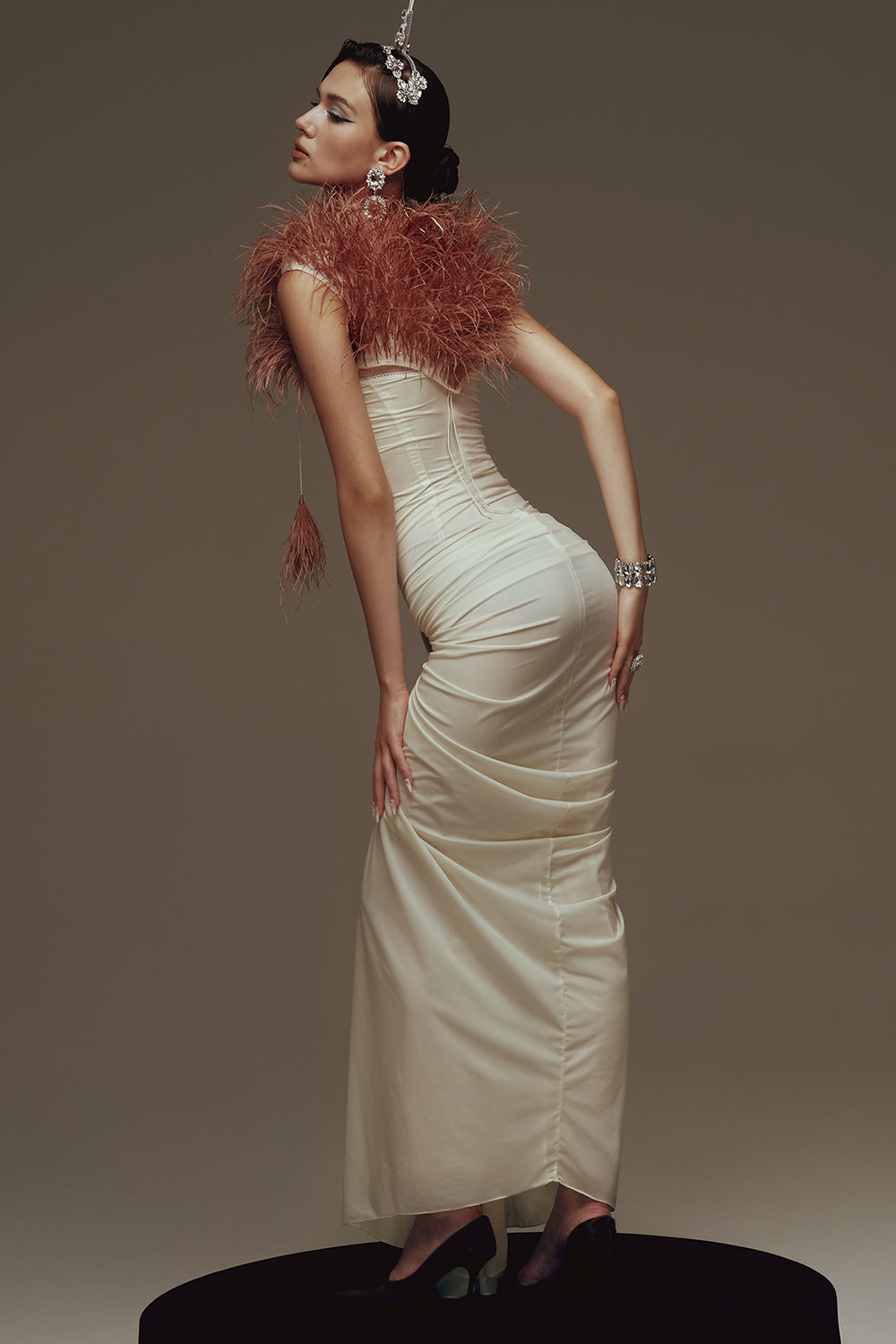 Women's Venus Halter Gathering Maxi Dress XS/S/M/L/XL/Customize Cream MEAN BLVD Cream / XS Women's Venus Halter Gathering Maxi Dress XS/S/M/L/XL/Customize Cream MEAN BLVD Cream / XS