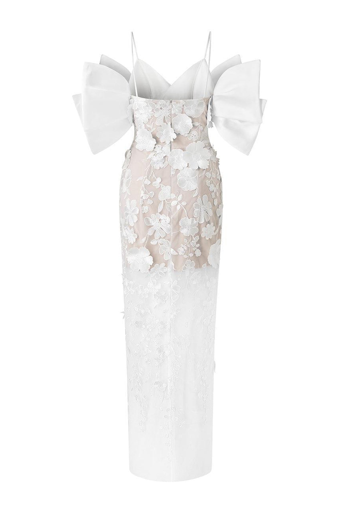 Elena Bodycon Cold Shoulder Sleeved Lace Ankle Length Dress