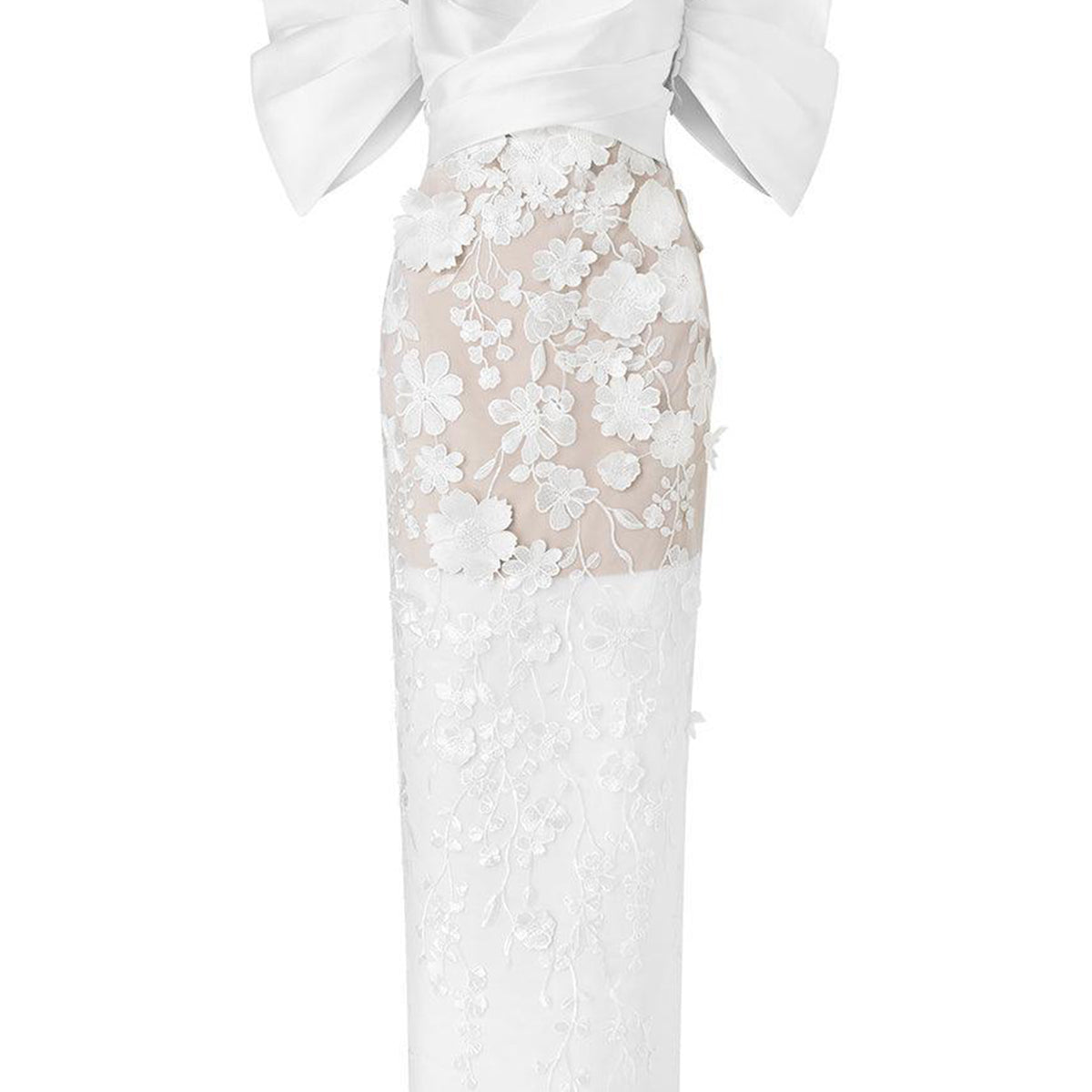 Elena Bodycon Cold Shoulder Sleeved Lace Ankle Length Dress