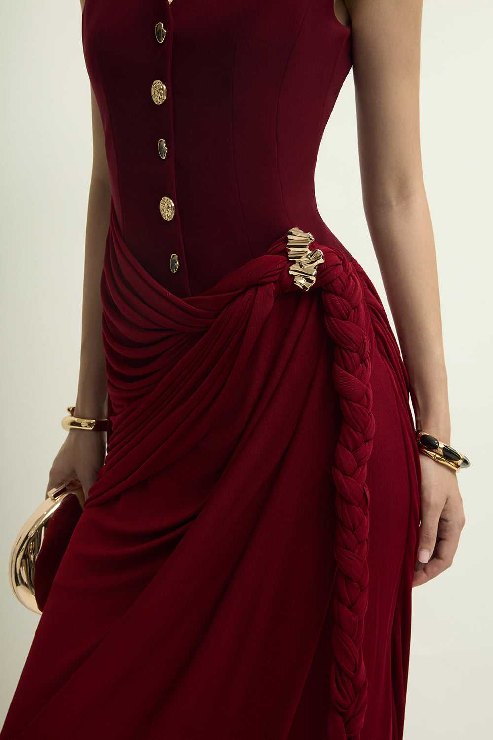 Agnus V-Neck Draped Maxi Dress