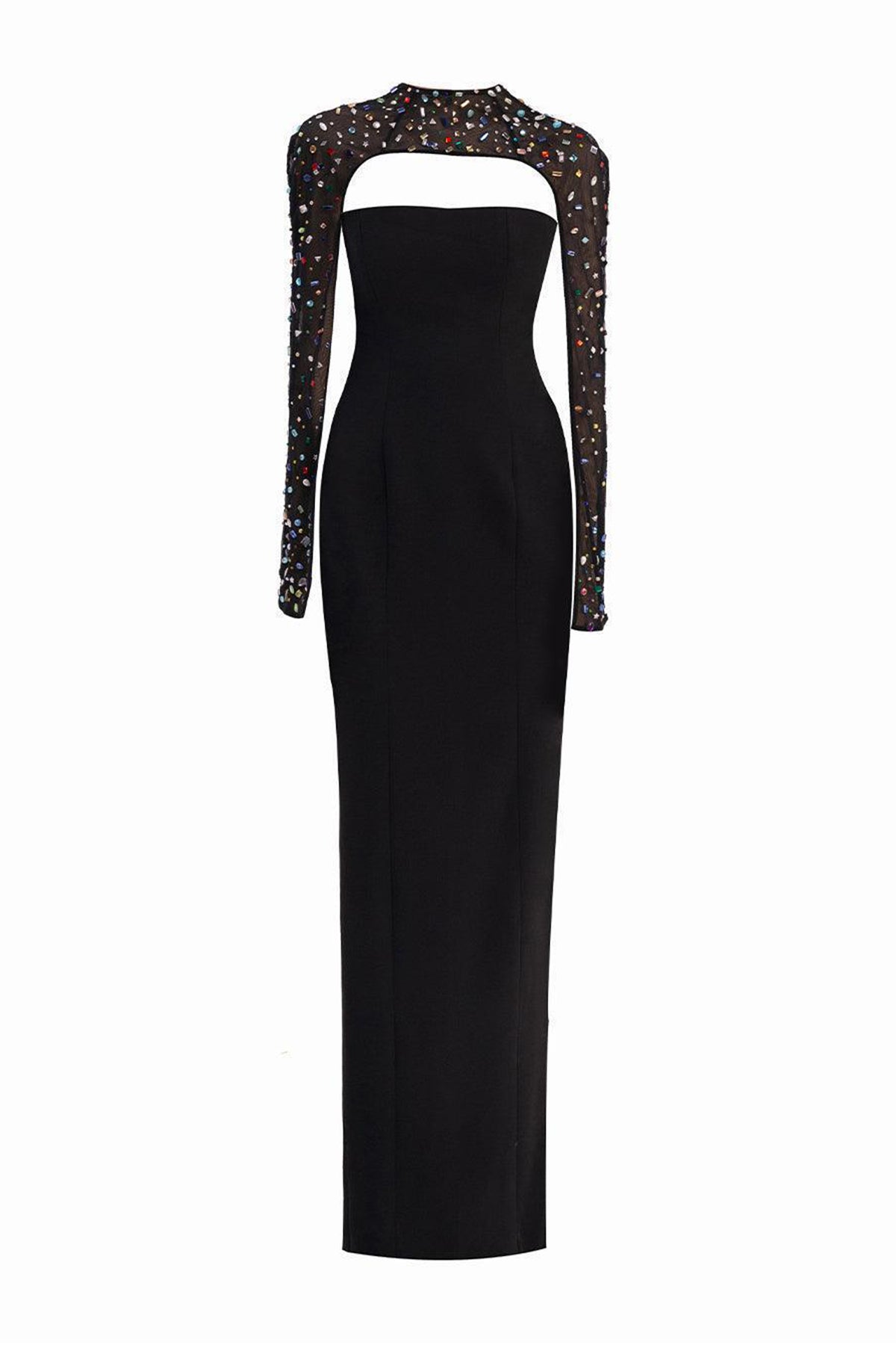 Aislinn Sheath Cape Sleeved Twill Floor Length Set