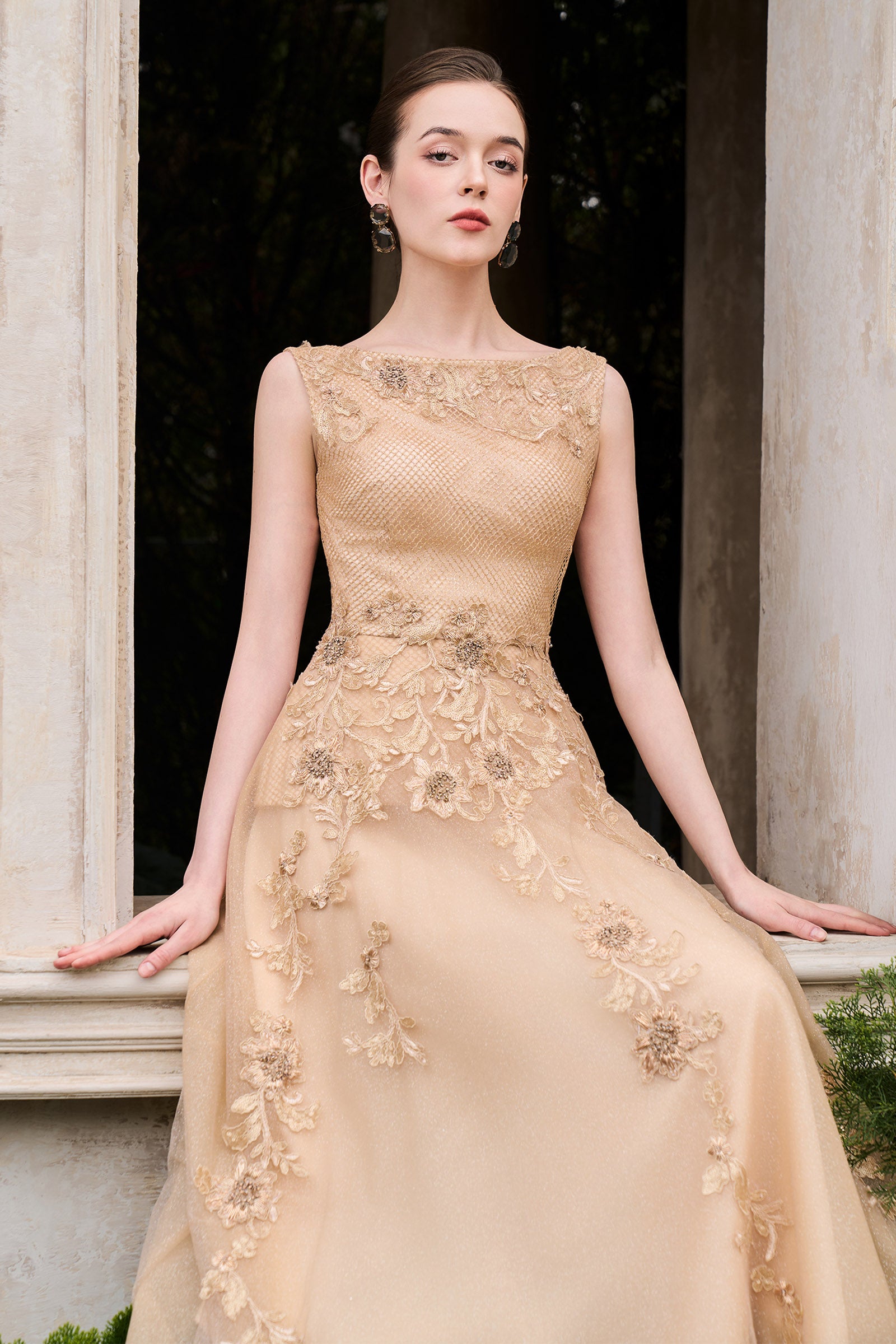 Violet Embroidery Midi Dress